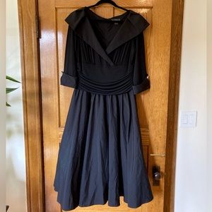 Jessica Howard Black A-Line Dress with Collar & Cuff Detail Size 16